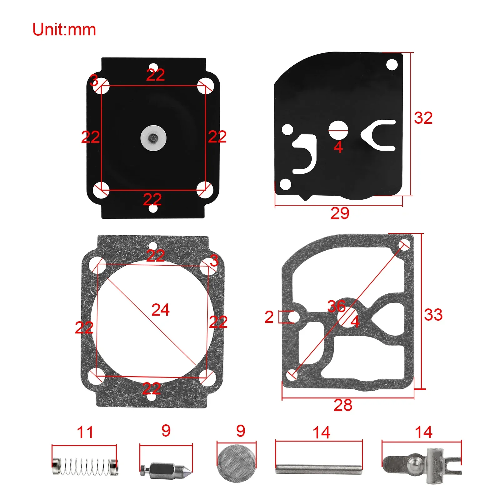 5x Carb Carburetor Rebuild Repair Kit for Sthil 017 018 MS 180 170 MS180 MS170 BG66 BG86 ZAMA RB-155 RB 155 Chiansaw