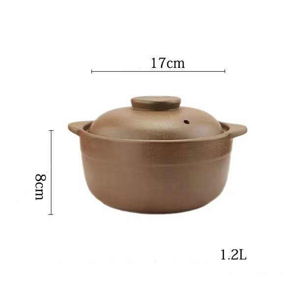 0.8L 1.2L 1.6L Braadpan Klei Braadpan Hittebestendige Huishoudelijke Open Vuur Ongeglazuurde Stoofpot Soep Pap: 1.2L