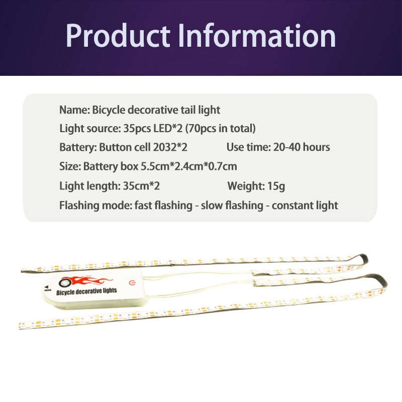 Luz trasera decorativa para bicicleta de 70 LED, resistente al agua, tira de luces para ciclismo, luz intermitente de advertencia de seguridad, accesorios para bicicleta
