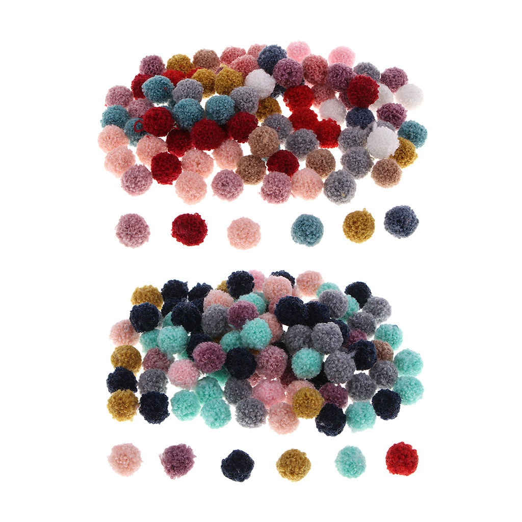 Packs of 100 Multi Size Fluff Pompoms for Classroom Kindergarten Handmade Jewelry Accessories, Family Handcraft Entertainment