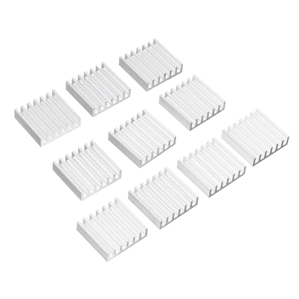 10 stk 14 x 14 x 4mm sølv computer køler radiator aluminium køleplade køleplade til elektronisk chip varmeafledning kølepuder