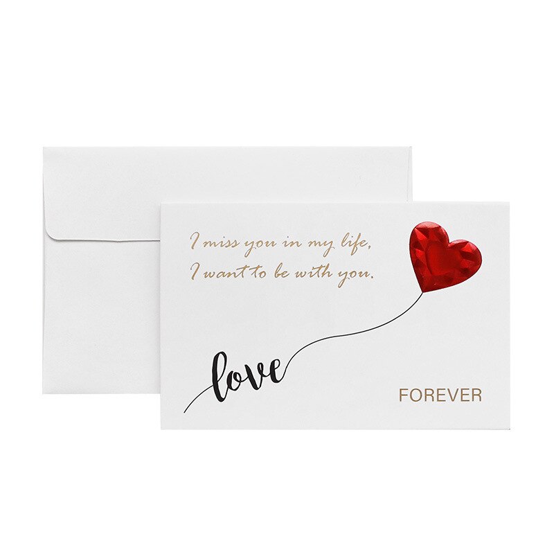 Seks stilarter solidt rødt hjerte lykønskningskort med konvolutter romantisk brev jeg elsker dig for evigt bryllupsinvitation: C