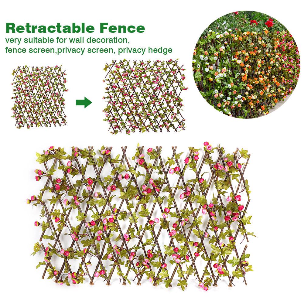 Expanding Wooden Fence Artificial Plant Fence Trellis UV Protect Garden Home Wall Decoration Privacy Screen For Restaurant Mall
