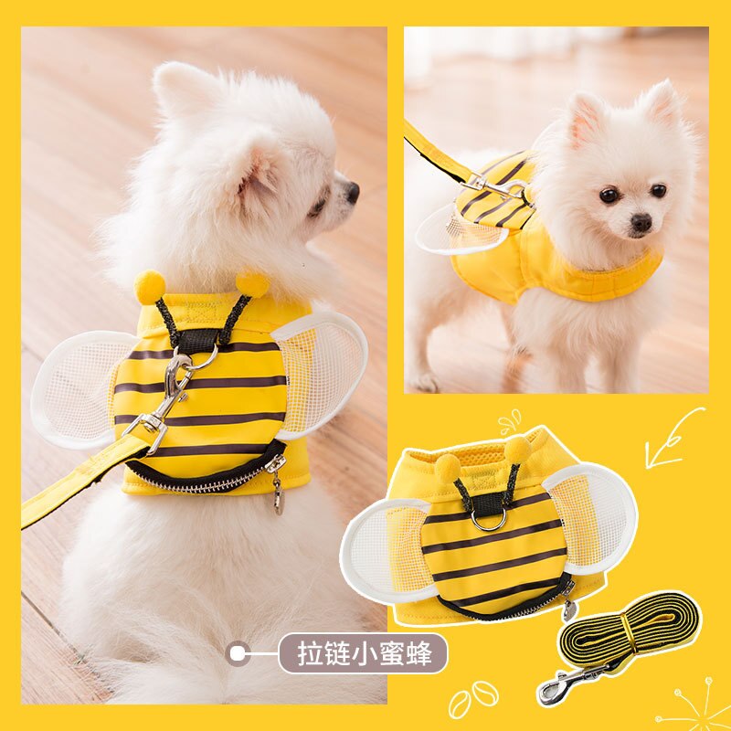 Leuke Bee Vest Hondenriem Hondenriem Hondenriem Hondenriem Teddy Dierbenodigdheden Borst Harnas Kat Ketting Kat Leiband: Mesh wings / M