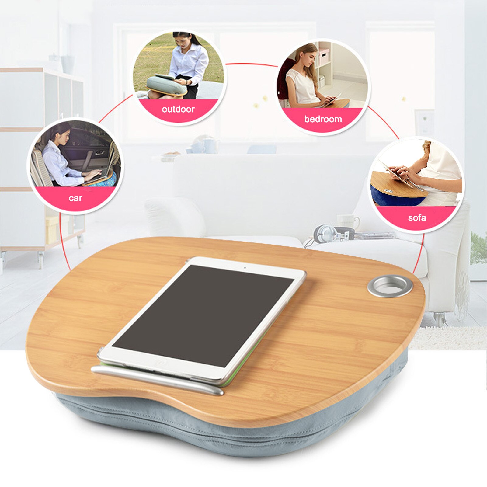 Tablet Desk Bed Kussen Knie Lap Handige Computer Lezen Schrijven Tafel Tablet Lade Bekerhouder Laptop Stand Kussen Kantoor Bed bureau