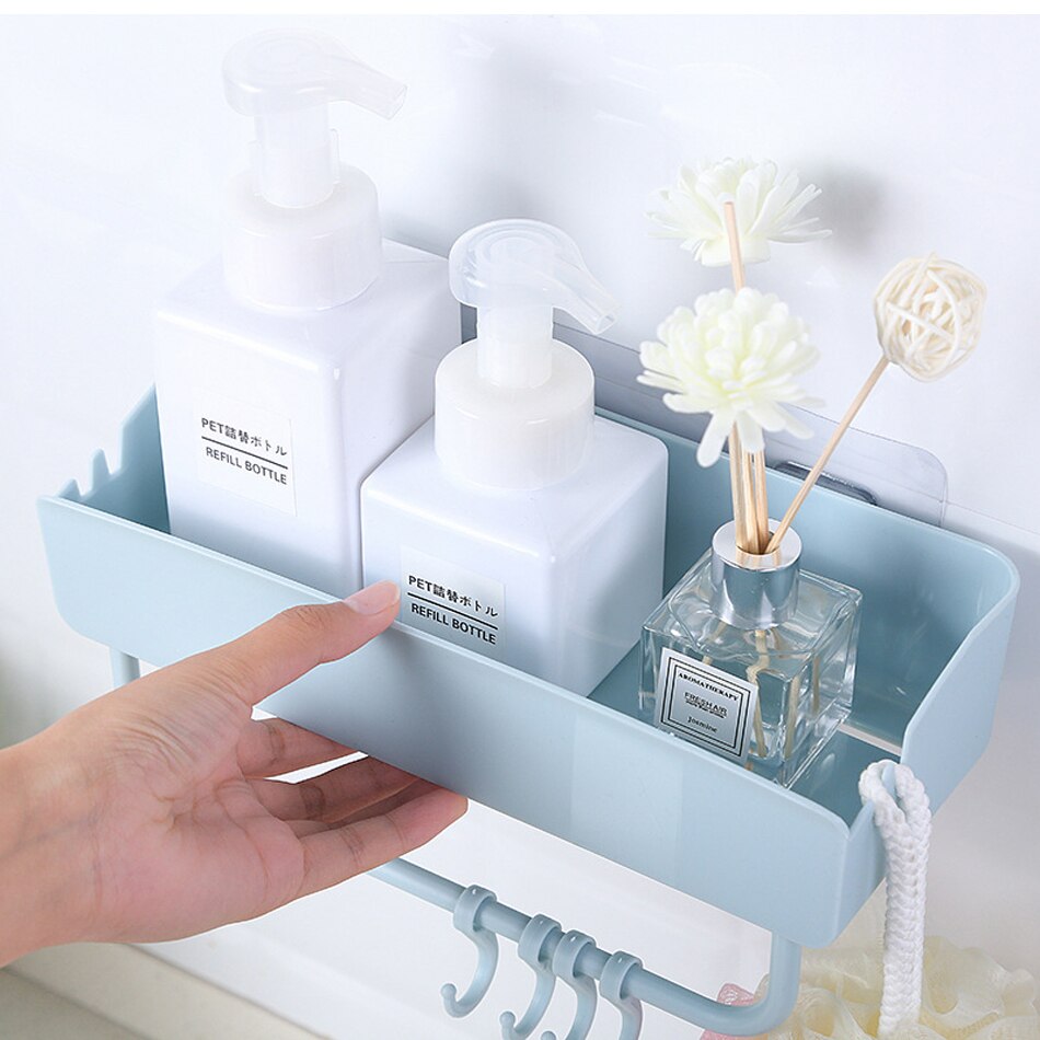 Square storage rack kitchen wall hanging plastic receive finishing rack multifunctional toilet non perforated storage rac