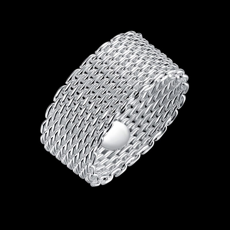 Anillos circulares de malla tejida para hombre y mujer, joyería de , anillos de boda de acero inoxidable, accesorios de para amigos