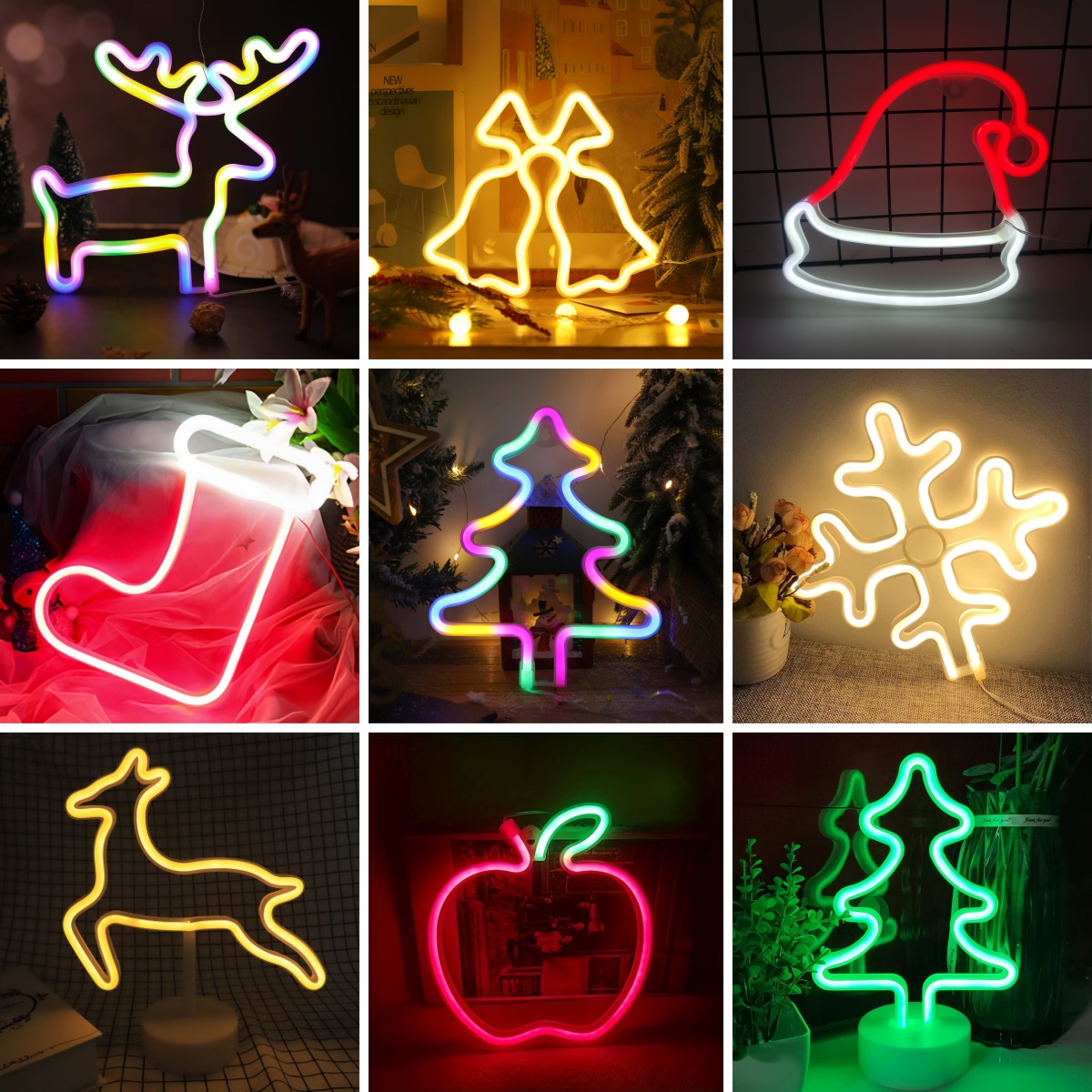Luces decorativas navideñas, lindas luces LED de alce y Papá Noel, alimentadas por USB o con pilas, navideños, decoración de habitaciones