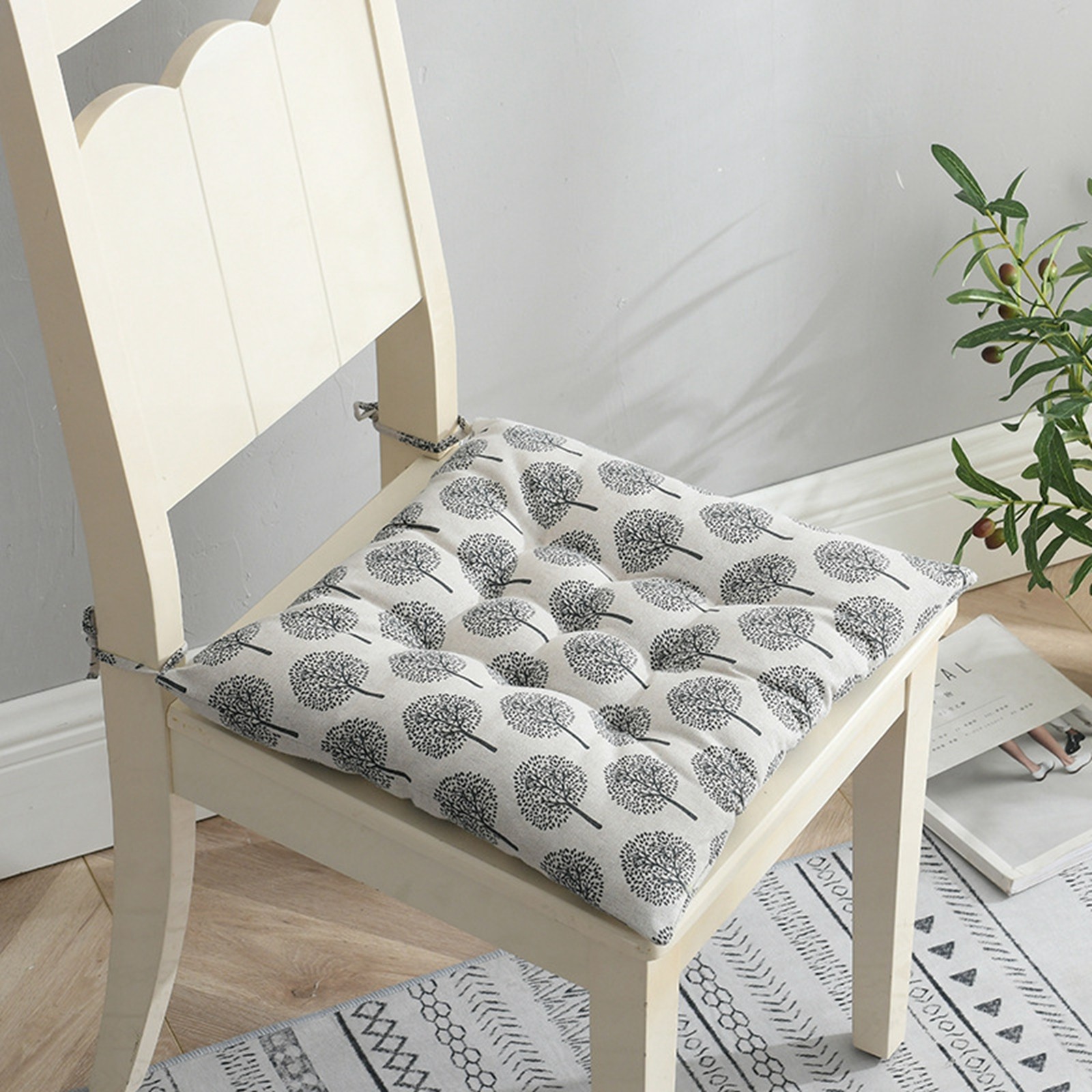 Cuscino in lino da 40cm cuscino per schienale sgabello quadrato in cotone per sedia per Computer da ufficio a casa tappetino protettivo tappetino per sedile glutei tappetino per sedia: WHITE