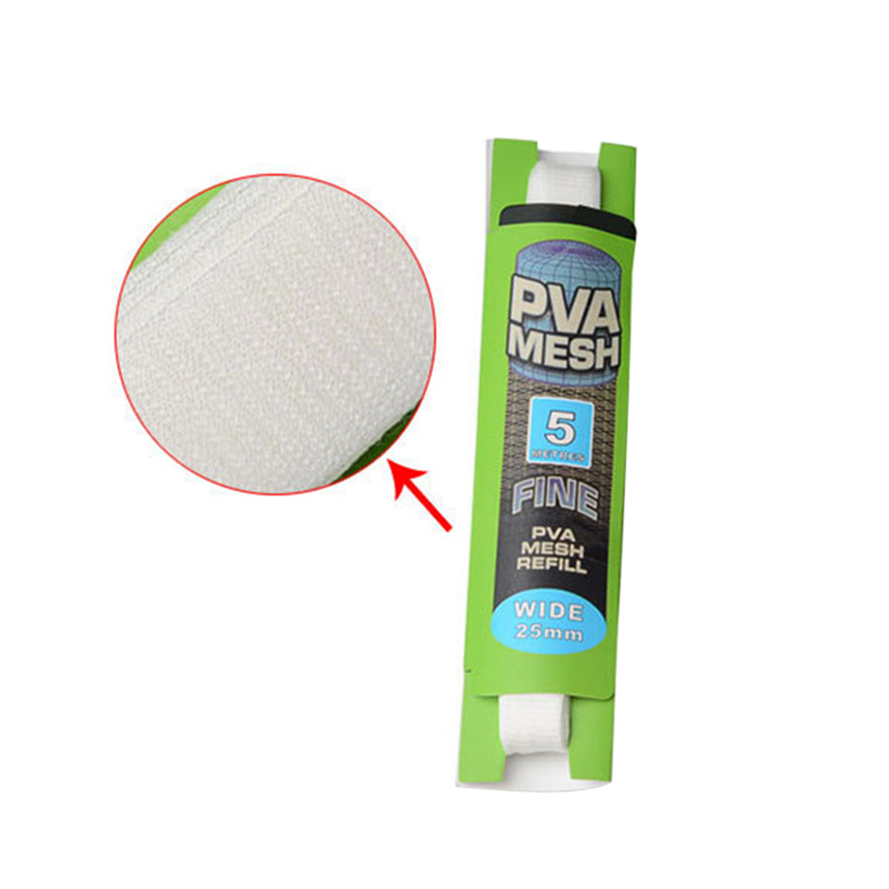 5M 25/37MM PVA Soluble Narrow Fishing Network Refill Stocking Bait Bag Protect Fish Net Rig Hook Bait Feeder Fishing Lure: 25MM