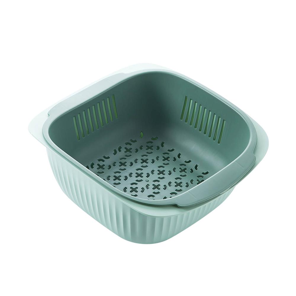 2 sztuk/zestaw zlewozmywak podwójny kosz spustowy mycia owoców Colanders ociekaczem umywalka warzywa spustowy sito robić mycia żywności filtry: L zielony