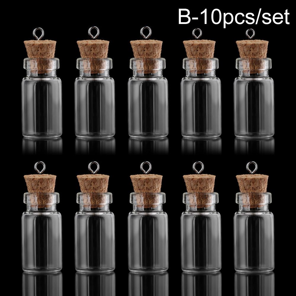 Rainbow Wishing Bottles Home Decor Mini Small Drift Bottle Message Vials Ornaments DIY Containers Glass Jars Decoration: 10pcs-B