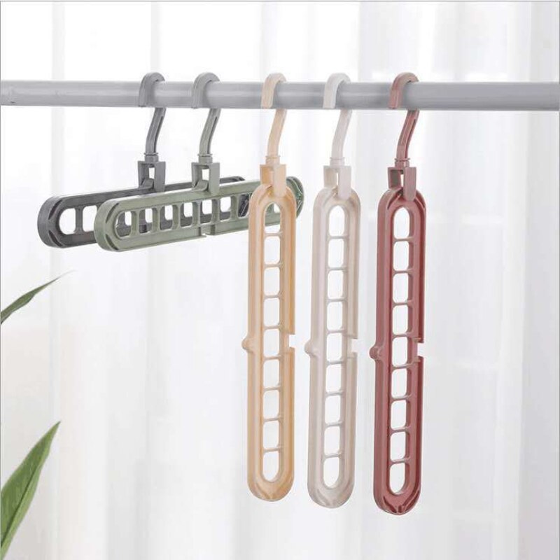 Plastic Nine-hole Rotating Hanger For Clothes Multi-function Space Saving Folding Wardrobe Drying Clothes Hangers Rack