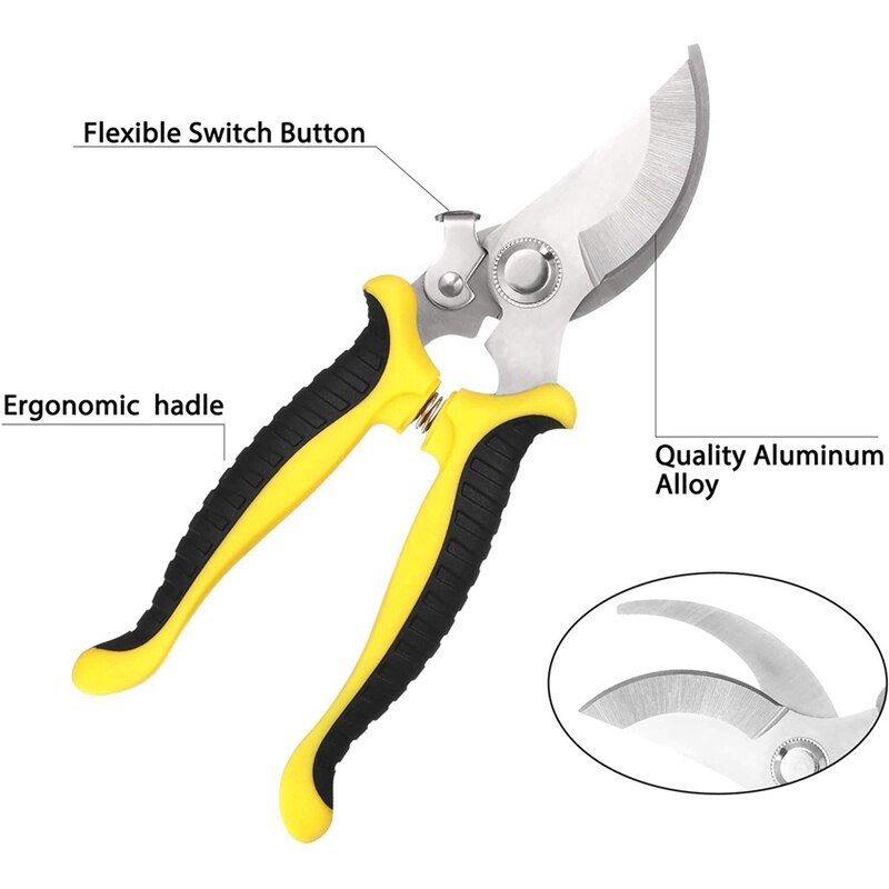 5 Piece Garden Tools Set, Indoor And Outdoor Hand Planting Kit With Garden Gloves Pruning Shear Rake Shovel &amp; Trowel