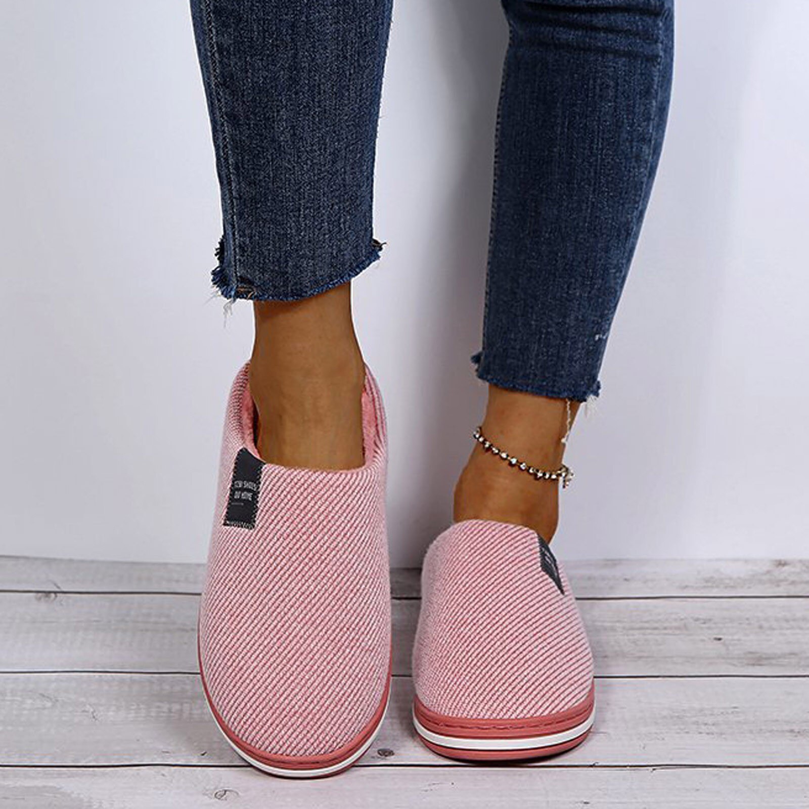 Klapki damskie kapcie z bawełny jesienią i zimą domu grube podeszwy ciepłe klapki pluszowe ciepłe buty zapatos de mujer zapatos