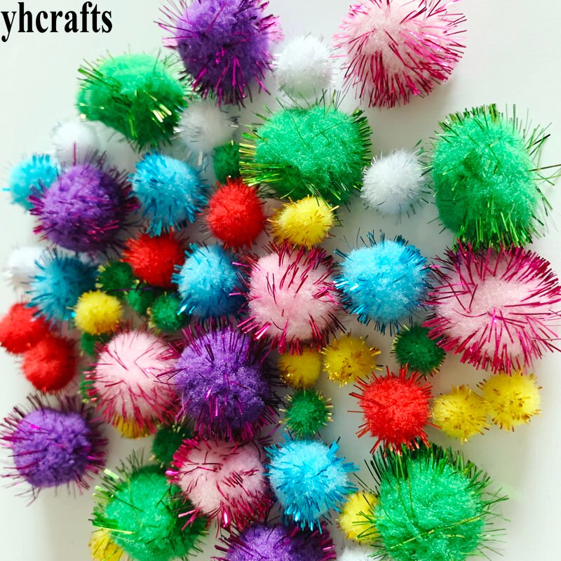 50 stk mix glitter pompon glitter flerfarvet pom-pom håndværk materiale juletræ dekoration aktivitetsartikler diy oem