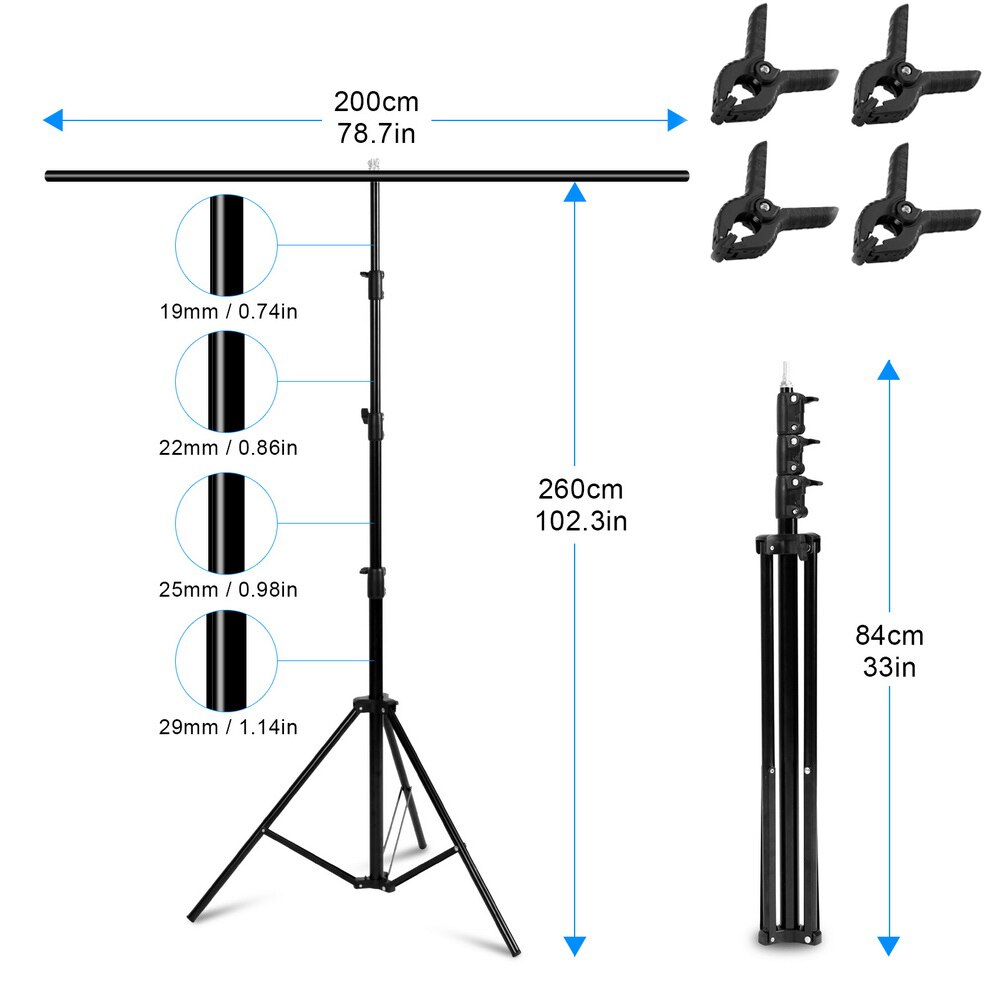 Hintergrund Rahmen Fotografie Hintergrund T-förmigen Hintergrund Unterstützung Stehen System Metall hintergründe für foto studio Mehrere größe: 200X260cm