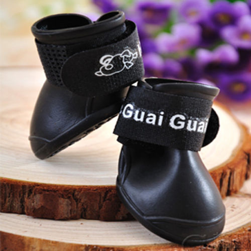 Huisdieren Hond Snoep Kleuren Laarzen Waterdicht Beschermende Rubber Pet Rain Schoenen Laarsjes: Black / S