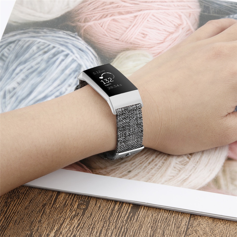 Banda da lona para fitbit carga 3 4 pulseira inteligente loop para fitbit carga 3 4 banda de pulso substituição correa