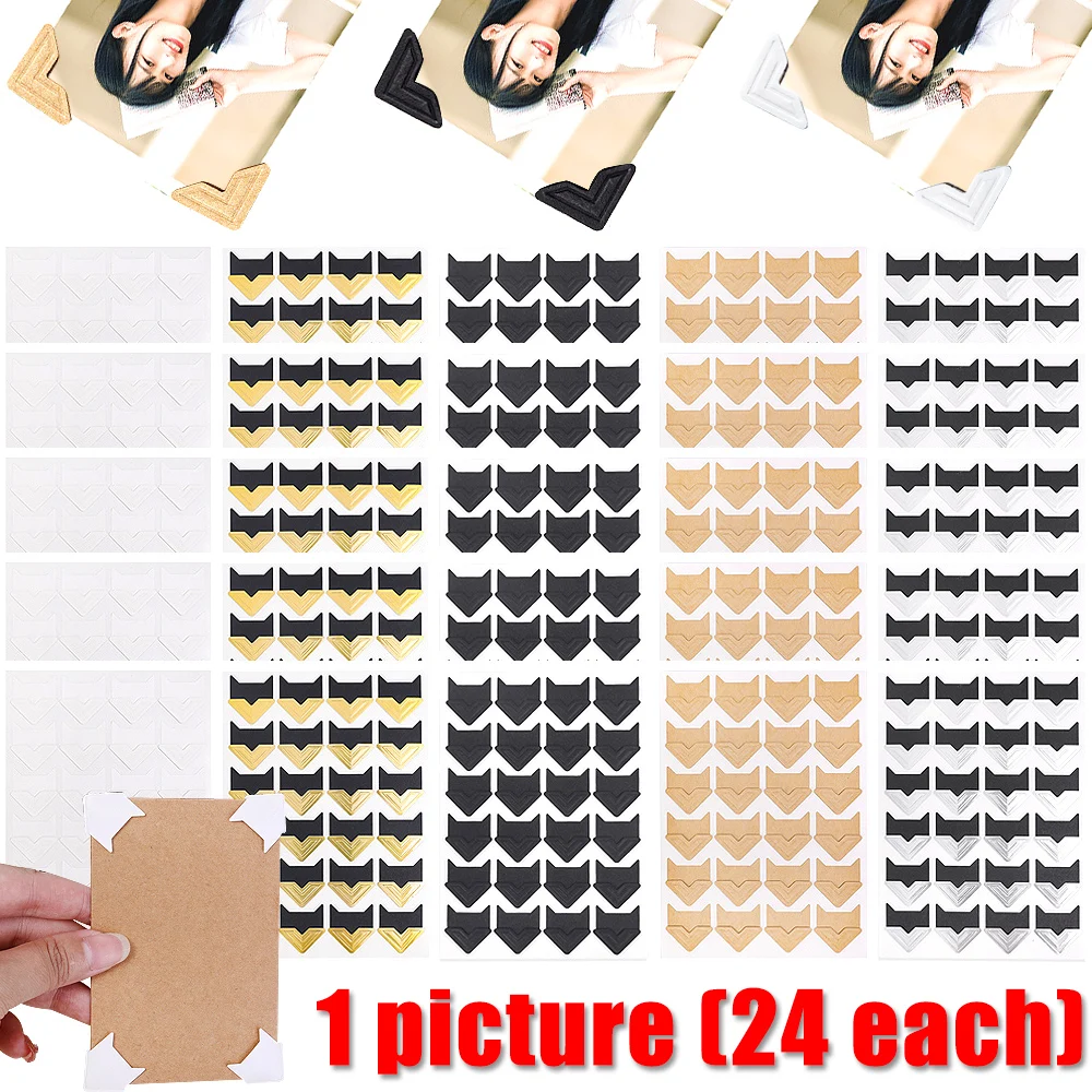 Lots Corner Stickers Album Vintage Corner Kraft Paper Stickers Self Adhered DIY Handwork Frame Photo Gold Silver Decoration