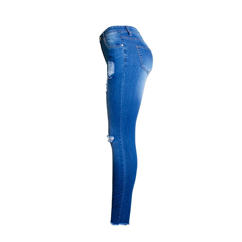 LOGAMI Skinny Ripped Jeans Woman Contrast Color Slim Jeans For Women Denim Pants