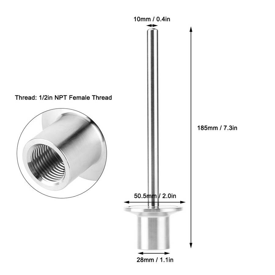 304 Stainless Steel Thermowell Female Thread 1 2in Grandado