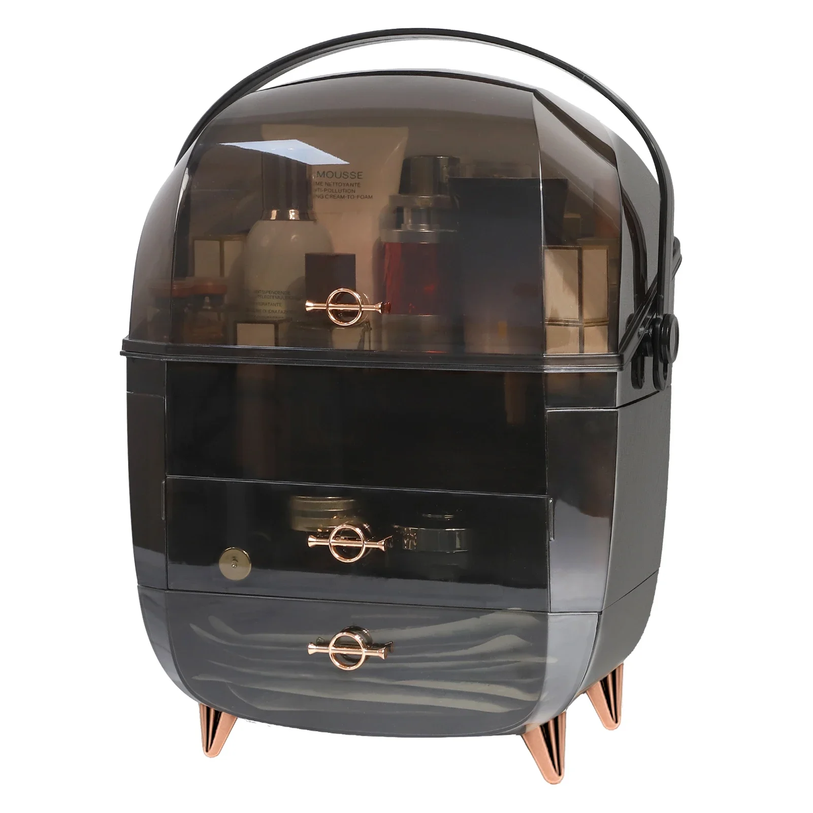 25Organizador de maquillaje para tocador, organizadores portátiles para el cuidado de la piel con tapa y cajones, almacenamiento de maquillaje y vitrina de cosméticos para contar