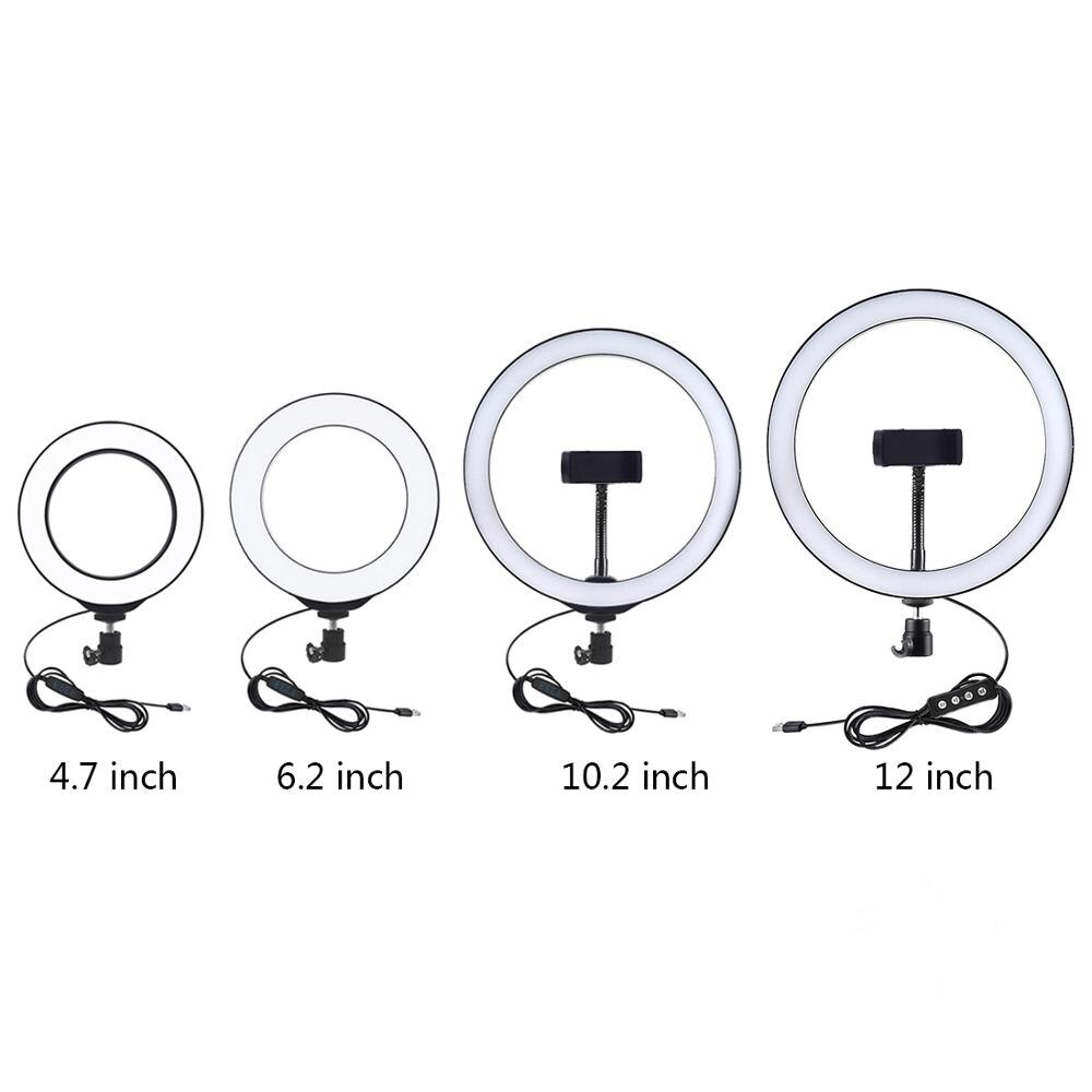 PULUZ 6.2 inch 16cm USB 3 Modes Dimmable LED Ring Light Vlogging Photography Video Fill Lights with Cold Shoe Tripod Ball Head