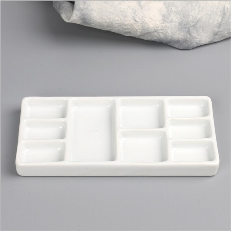 Ceramic Multi-grid Palette Watercolor Gouache Pigment Palette Porcelain Plate Jingdezhen Color Palette Pigment Plate: SKY BLUE
