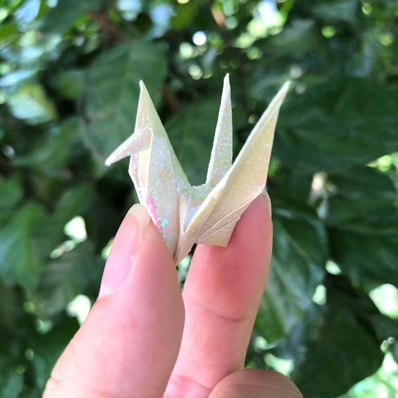 20P Glitter Origami Paper Cranes Folded Paper Cranes Birds DIY Wedding Birthday Party Backdrop Children Home Decoration Supplies: White 20pcs