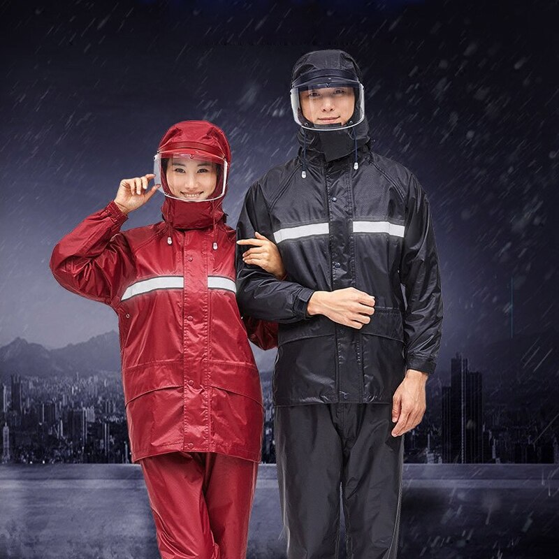 Motorcycle rider Raincoat Suit Impermeable Women/Men Helmet cap eaves Moto Poncho Motorcycle Rainwear Hiking Fishing Rain Gear