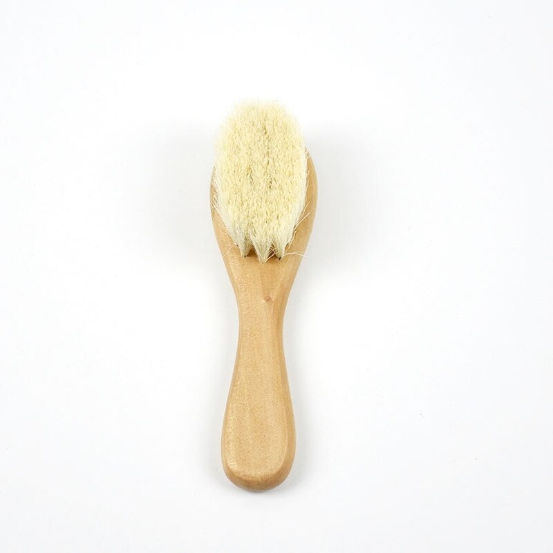 Natural Pure Wool Soft Baby Brush Wooden Handle Brush Baby Hair Comb Infant Comb Head Head Massager Baby Hairbrush Baby Care