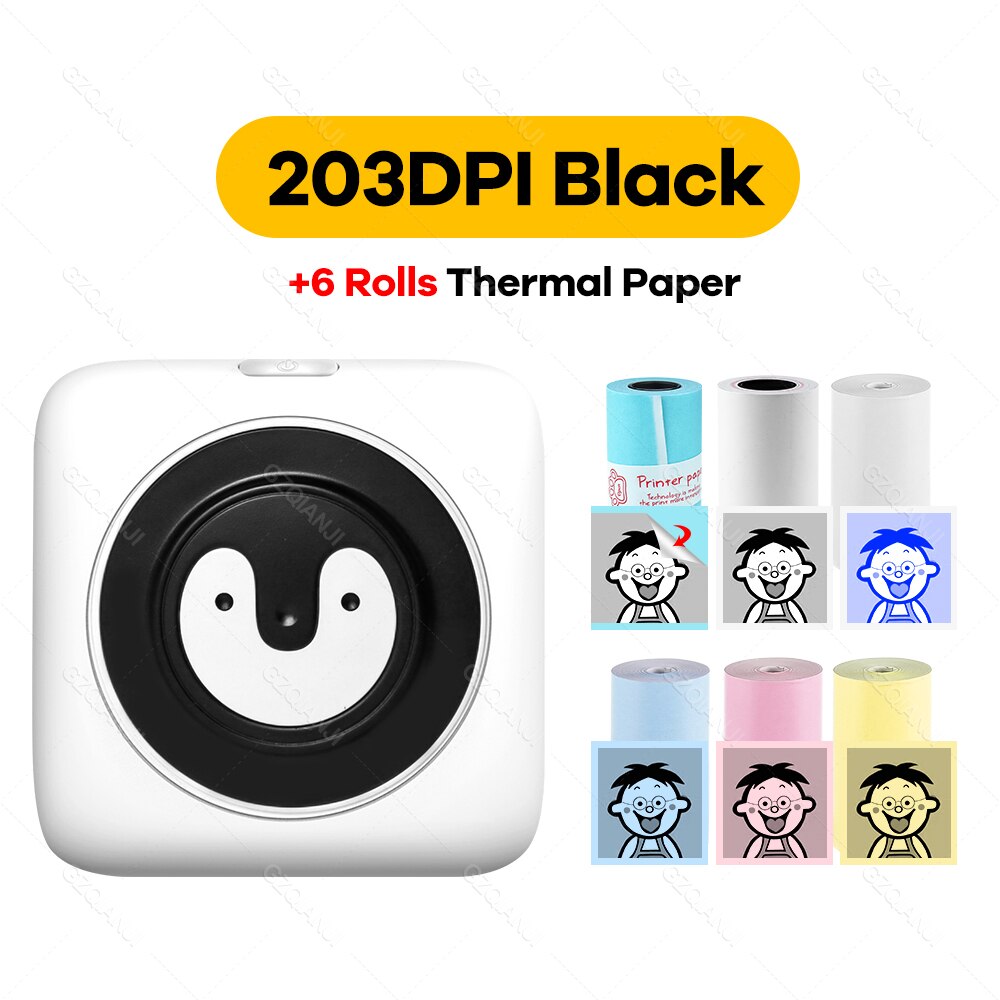 304 dpi mini bluetooth valokuvatulostin lämpö langaton puhelin tulostin mobiili kuva muistiinpanoja tarra tarratulostus 203 dpi tulostin: 203bk lisää 6 ryhmää