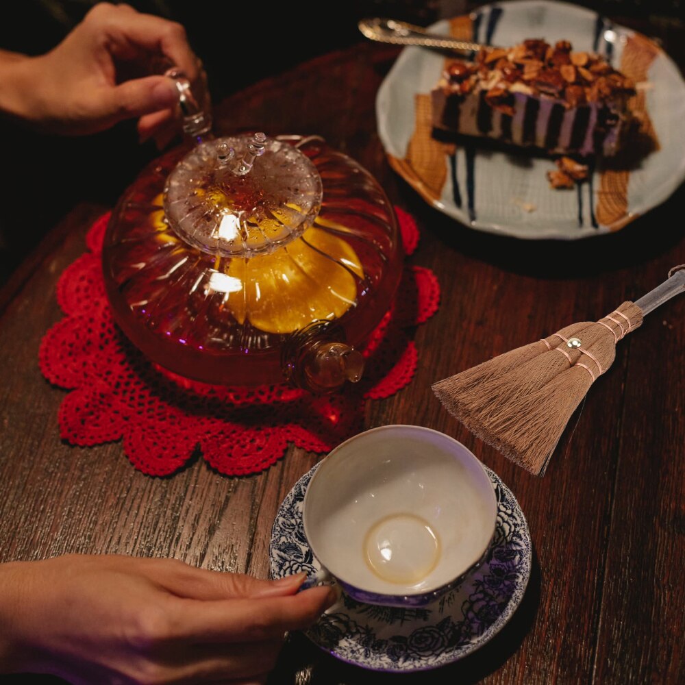 Mini escoba de Palma pequeña Natural, herramienta de limpieza del hogar, 1 ud.