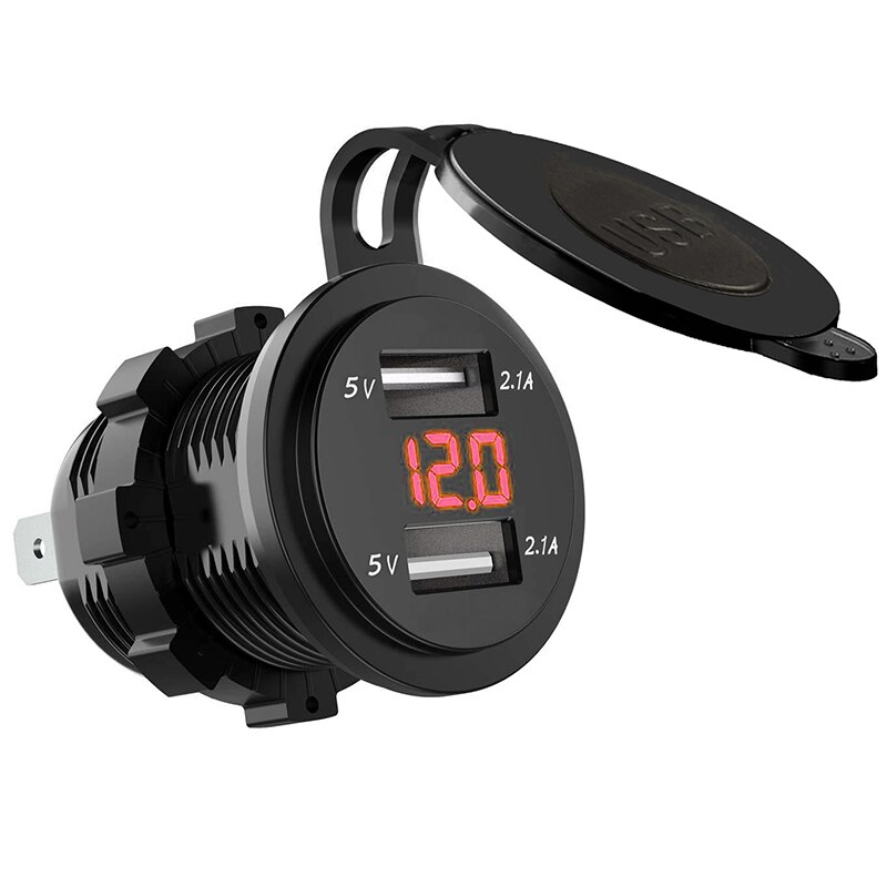 Eafc 12-24V Dual Usb Lader Socket Waterdichte Stopcontact 2.1a 10a Zekering Voor Motorfiets Auto Vrachtwagen Boot Adapter Aansluiting: ROOD