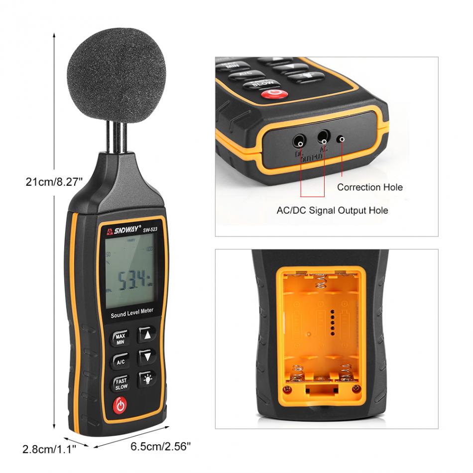 Sndway digital brusmätare exakt ljudnivå decibel mätare brusmätare 30 ~ 130db mätverktyg