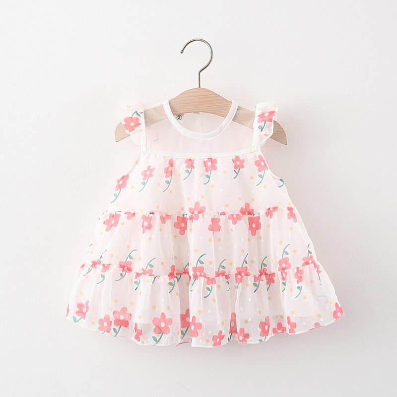 Baby Girl Summer Dresses Toddler Girl Lotus Leaf Sleeve Clothes Outfit Infant Dress Cute Print Chiffon Princess Floral Dress: 110
