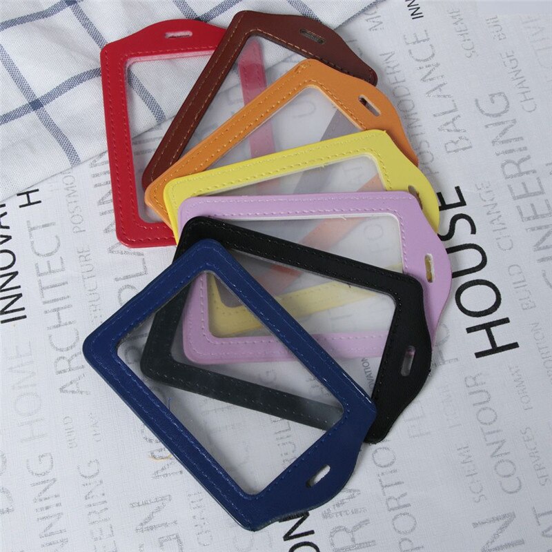 PU Leather Business Card Holder Bus Card Cover Neck Company Office Supply Name Badge Card Case Holder ID Card Bag