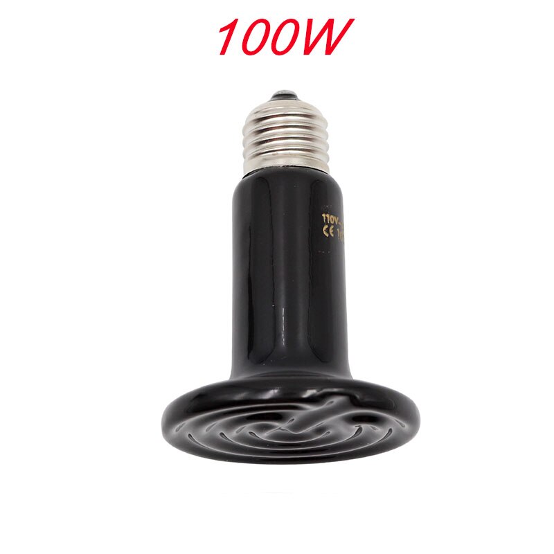 Kæledyrsvarmelampe keramisk emitter varmepære 25w/50w/75w/100w/150w/200w mini infrarød varmelampe til krybdyrslangeskildpadder: 100w