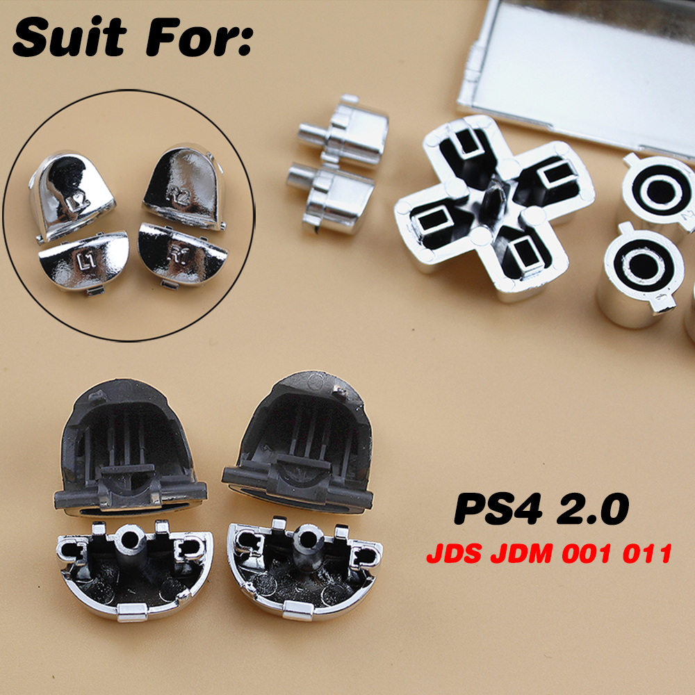 Voor Playstation Dualshock 4 Ps4 Controller R2 L1 L1 Trigger Knoppen Dpad Abxy Keypad Plating Kit Jds Jdm 001 011 Gamepad