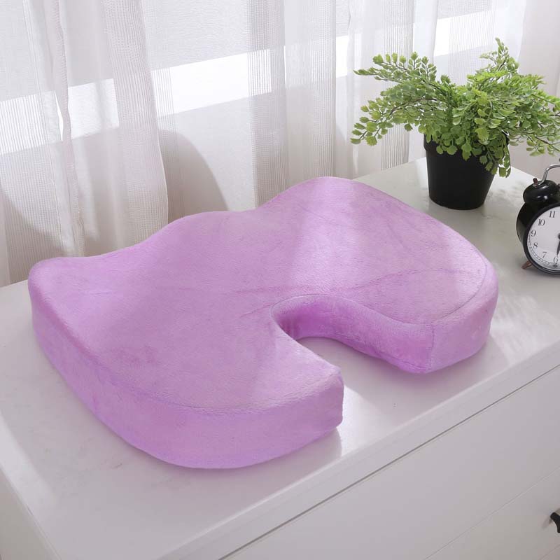 Orthopedic Booster Seat Cushion Memory Foam Chair Massage Pad Office Back-rest Pad Driver Pilot Headrest: light purple