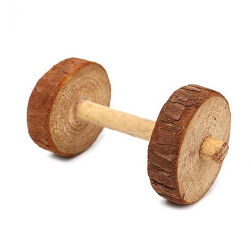 Hamster Natural Wooden Wood Molar Chew Toys Pine Dumbbells Unicycle Bell Roller Toys for Guinea Rat Small Pet Molars Supplies: 06