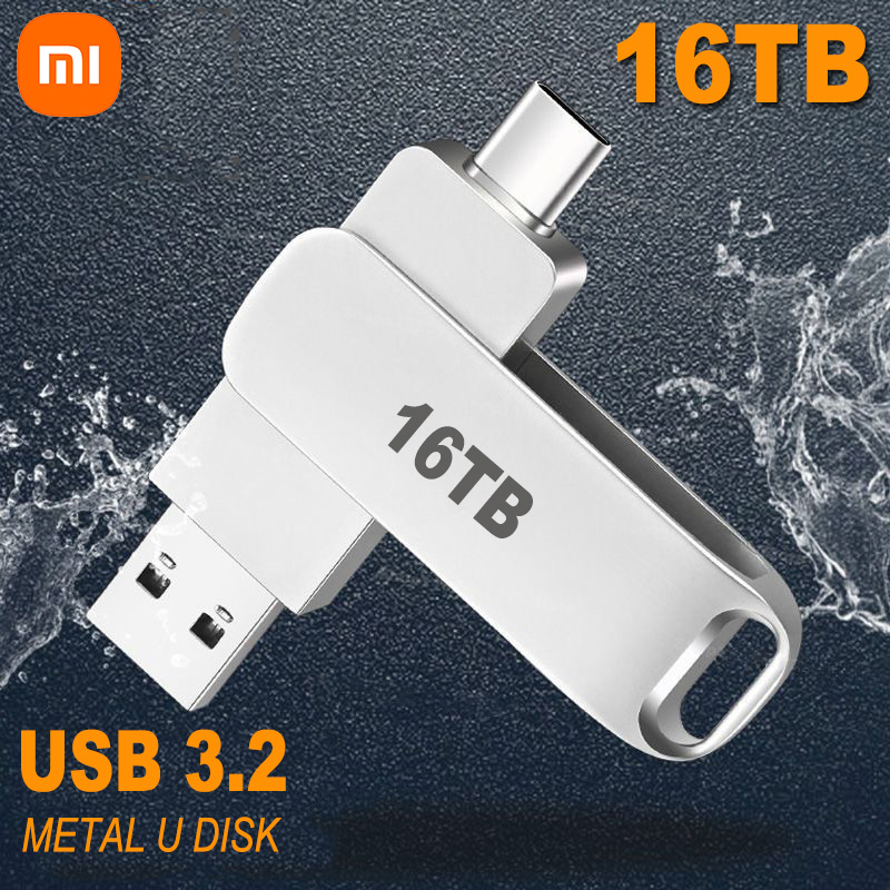 Xiaomi 16TB Flash Drive USB 3.2 Super High Speed Transfer Metal Mini U Disk Pen Drive Type C Memory Waterproof Disk SSD U Drive