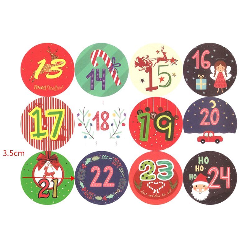 10 vellen kerstetiketten adventskalender, nummerpapierstickers, ornamenten, koekje, snoep, doe-het-zelf kerststickers, zelfklevende verpakkingsstickers
