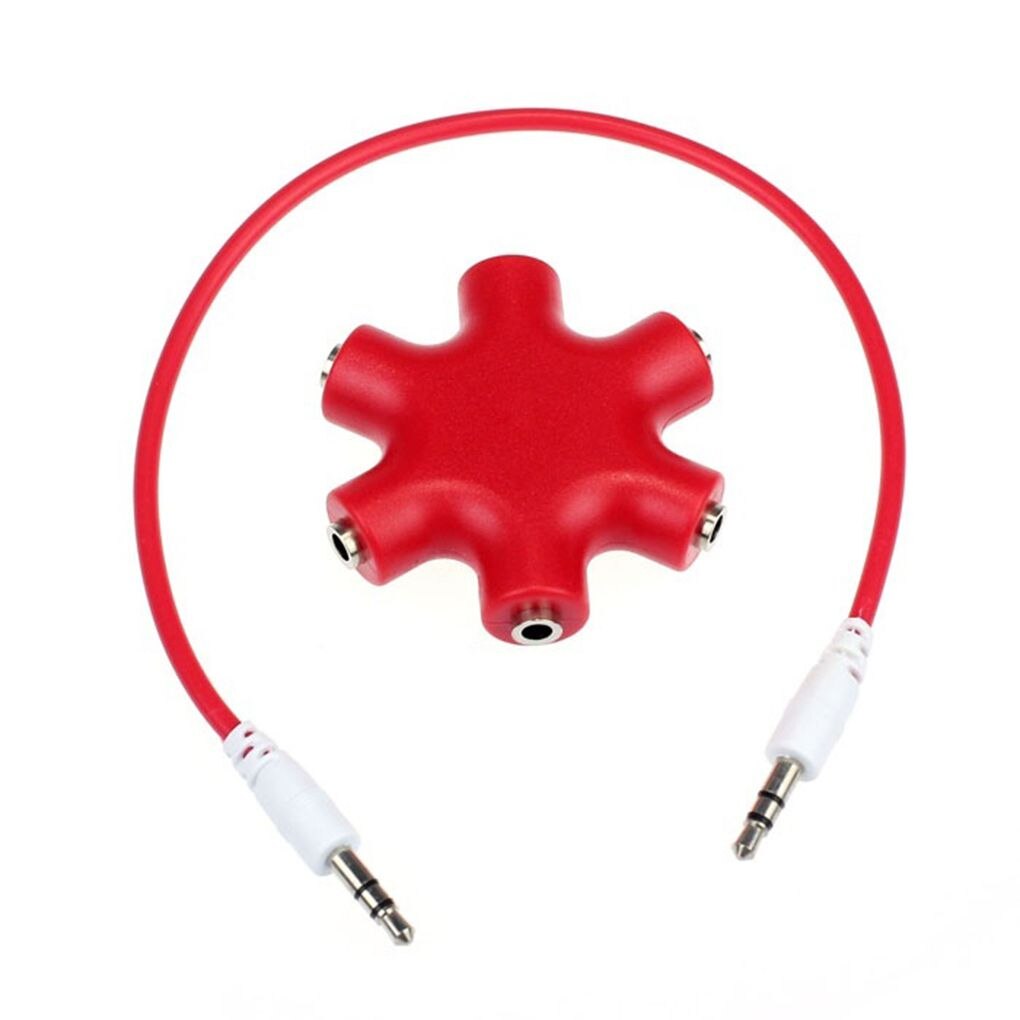 Mix Colors 3.5mm Snowflake Shape 5 Way Stereo Audio Splitter Jack Earphone Headphone Adapter