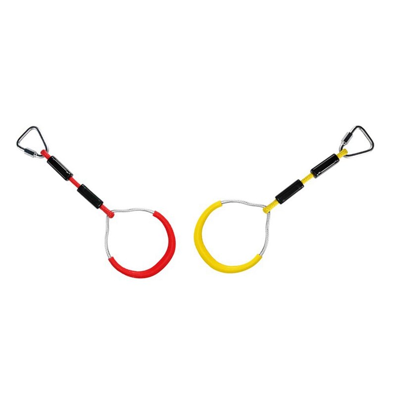 2x gynge gymnastik ringe børn trapez bar pull up gym ringe ring til børn drenge piger gul & rød