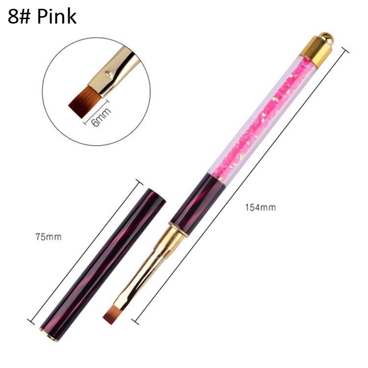 pincel de dibujo gradiente para uñas, diamantes de imitación, Ojo de gato, 1 Uds., pinceles planos para pintar, herramientas para esmaltado de uñas en Gel UV DIY: 8 pink