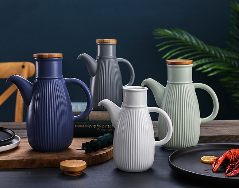 Japońnarty styl ceramiczne ocet bar oleju robić przechowywania butelek przybory kuchenne szczelny przyprawy butelki sosu sojowego PotLF387