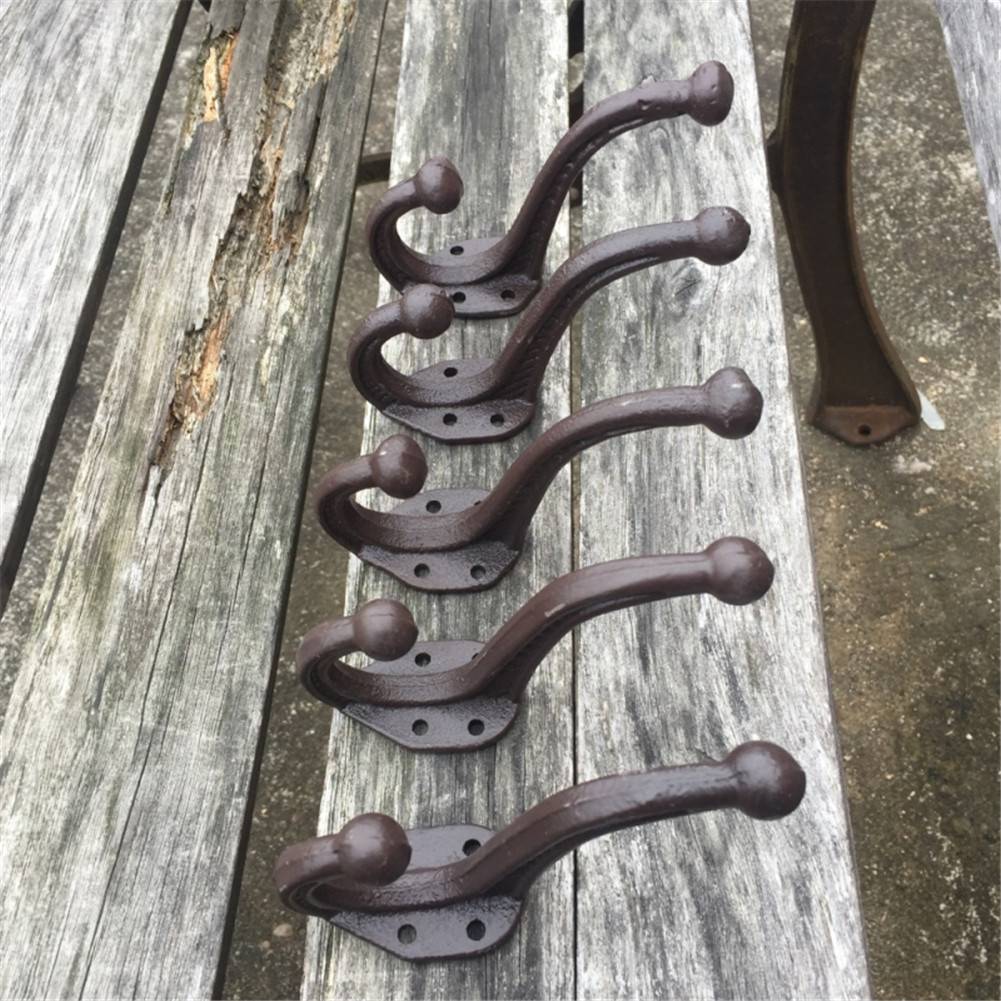 Vintage Style Cast Iron Wall Coat Hooks Hat Hook Hall Tree 4 1/2" Brown (One Piece)