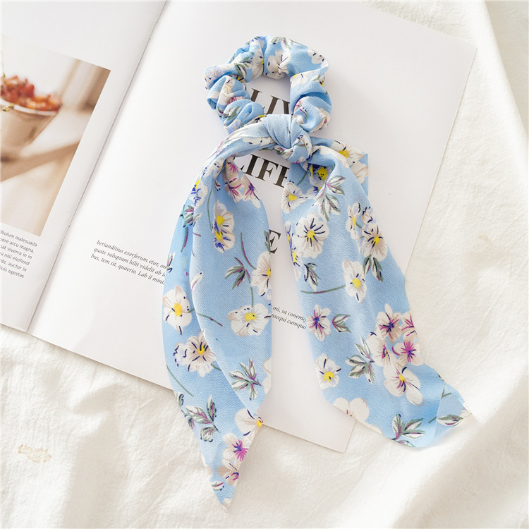 estampado de leopardo lazo largo de satén cinta cola de caballo bufanda lazo para el cabello Scrunchies mujeres niñas bandas elásticas para el cabello accesorios para el cabello: Blanco